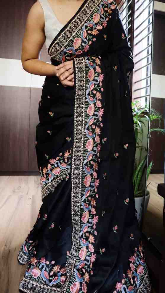 Satin Tussar Silk Saree
