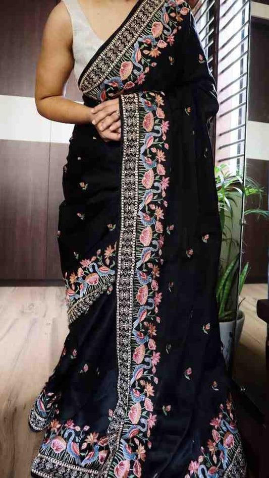 Satin Tussar Silk Saree