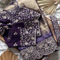 Fancy 1-minute ready-to-wear space silk saree with sequins and pearl – Arhas Couture