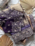 Fancy 1-minute ready-to-wear space silk saree with sequins and pearl – Arhas Couture