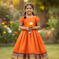 Kids semi Kanchi silk gown with Mom saree option – Arhas Couture