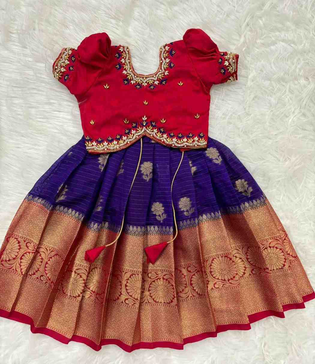 Banarasi raw silk family outfit – blue – Arhas Couture