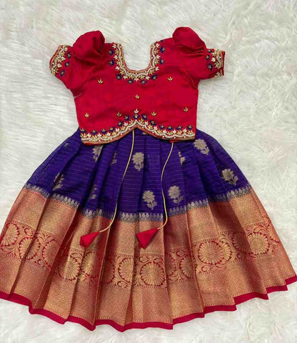 Banarasi raw silk family outfit – blue – Arhas Couture