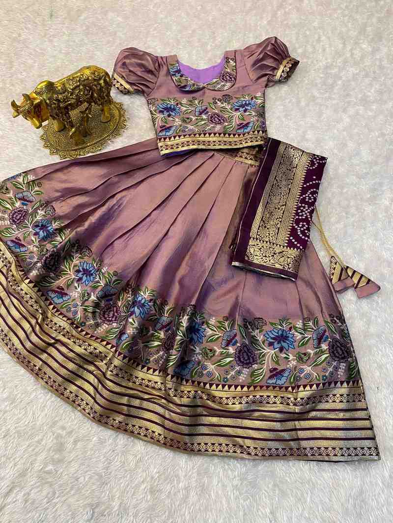 Kid's Tissue Paithani Silk Lehengas