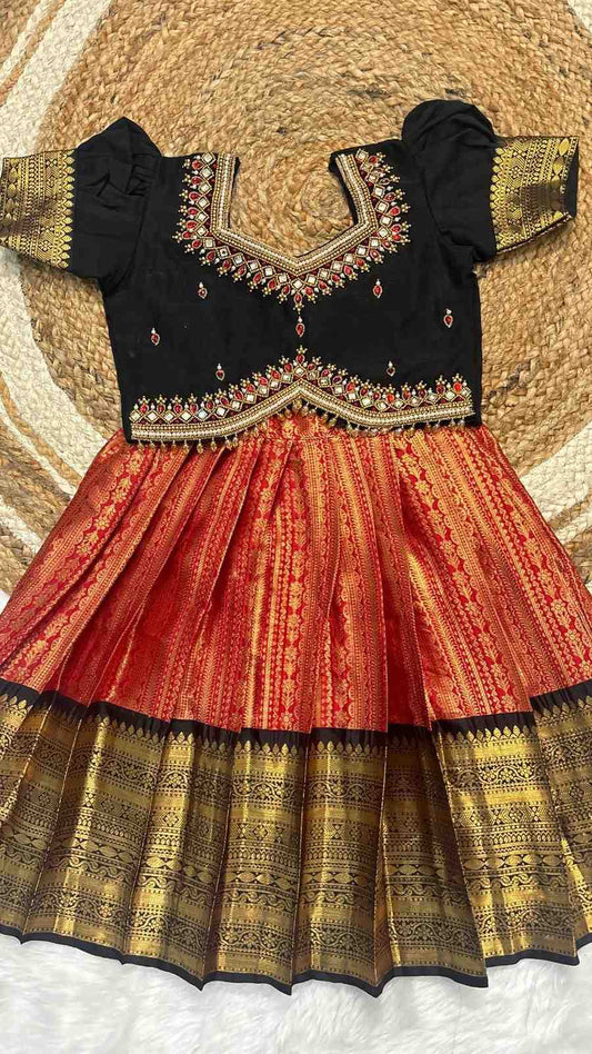 Kid's Banarasi Raw Silk Lehenga