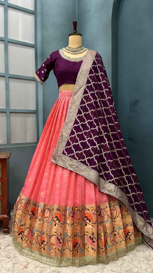 Fancy Paithani Kota checks lehengas by Arhas Couture