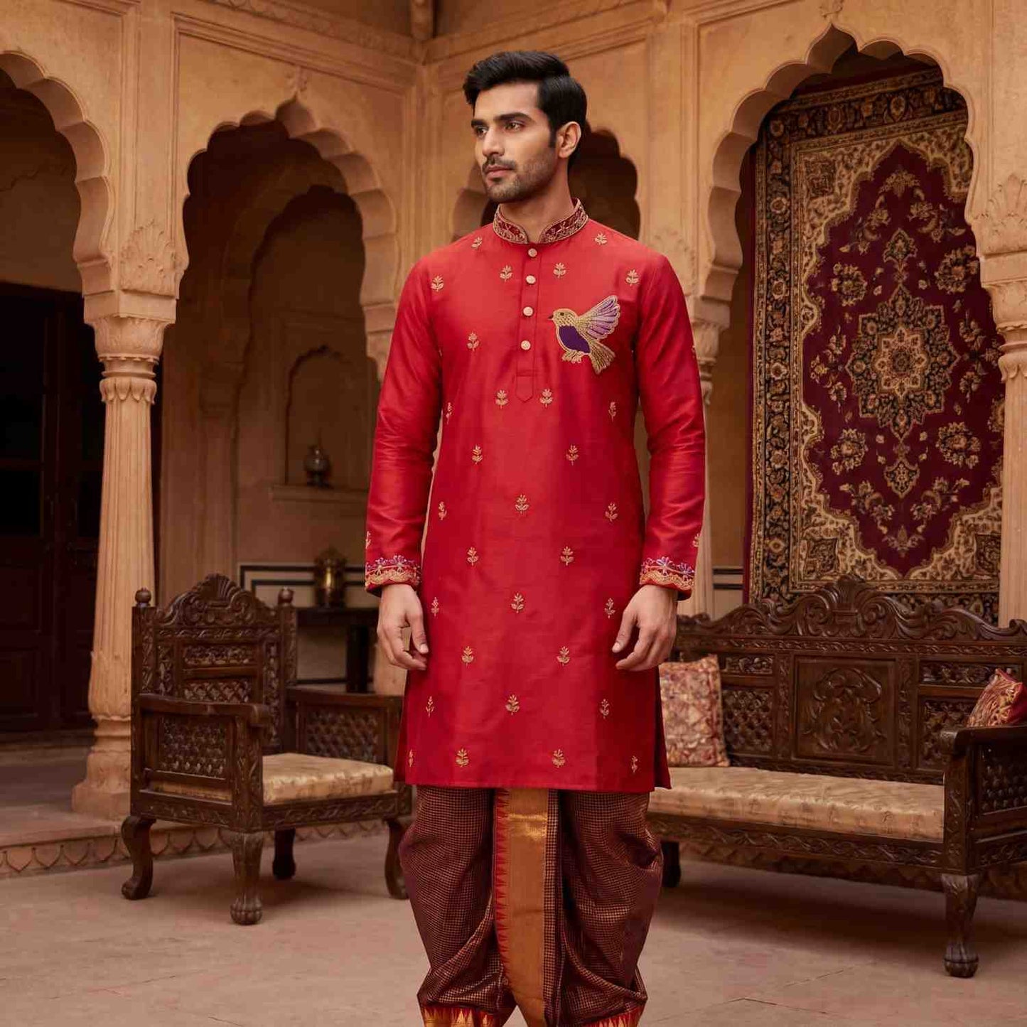 Semi Gadwal family outfit – yellow – Arhas Couture