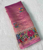Fancy tissue silk saree with petit point embroidery – Arhas Couture