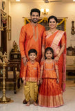 Fancy soft Banarasi tissue family outfit – boys, girls, men and mom – Arhas Couture