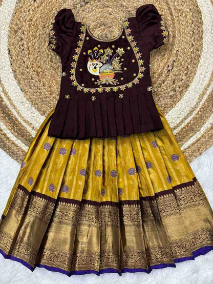 Semi Kanchi maggam family outfit – colour 1 – Arhas Couture