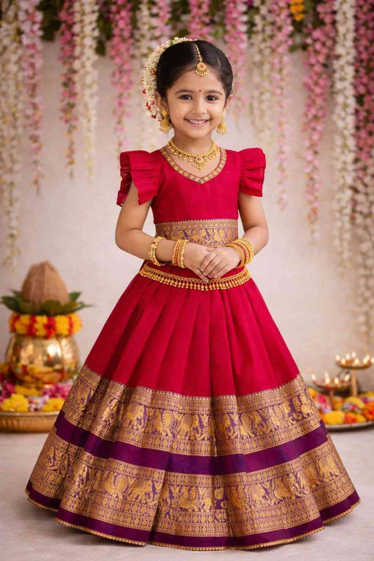 Kids Narayanpet silk lehenga – 5 colours – 1 to 15 years – Arhas Couture