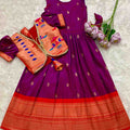 Kids Paithani gown – overcoat detail – Arhas Couture