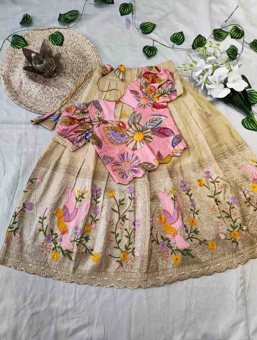 Kid's Tissue Embroidered Lehengas