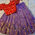 Kids tissue silk lehengas by Arhas Couture