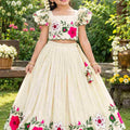 Kid's Floral Russian Silk Lehenga