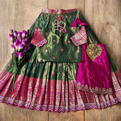Kid's Shimmer Silk Lehengas