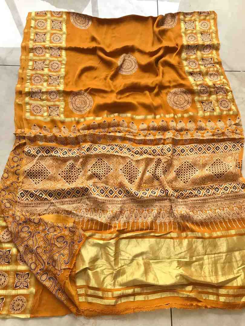 Fancy Ajrakh Modal silk sarees by Arhas Couture