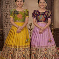 Kids Dola silk lehenga – Yellow, Pink – 1 to 15 years – Arhas Couture