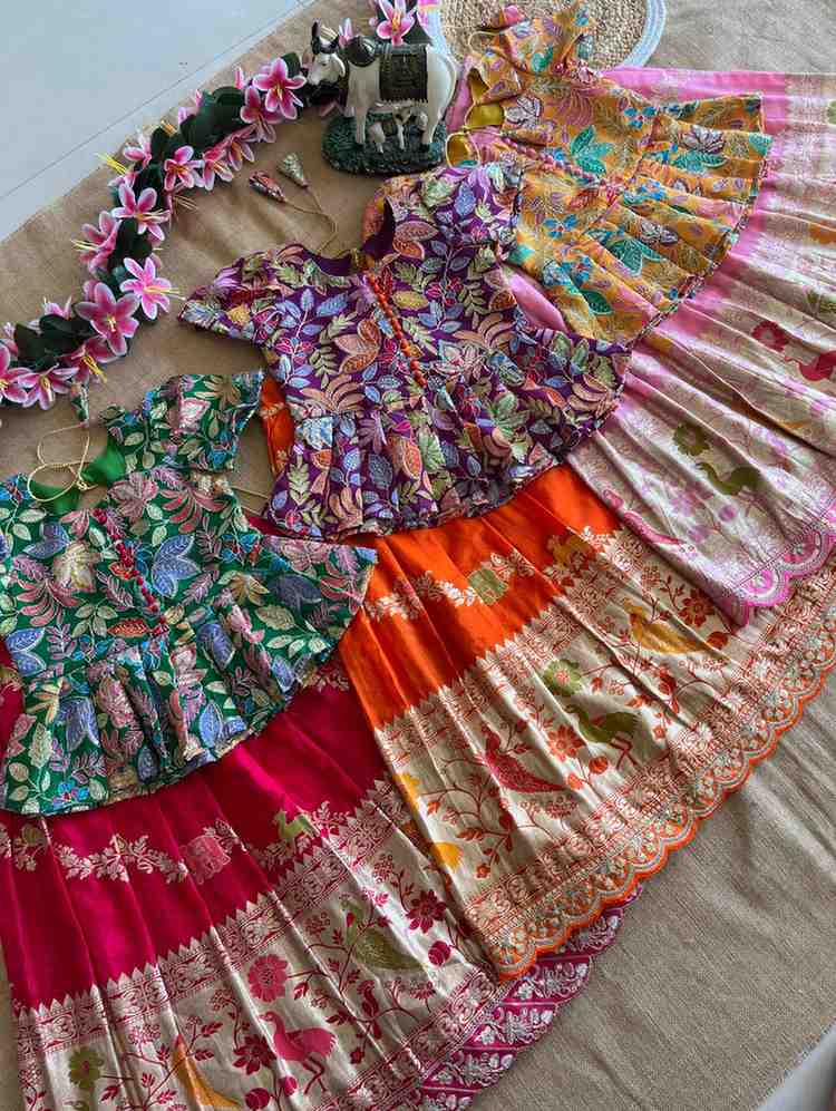 Kid's Khadi Silk Lehengas