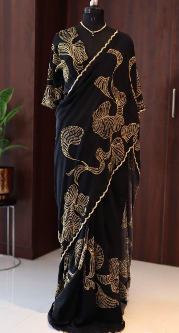 Fancy crepe silk handwork saree – colour view – Arhas Couture