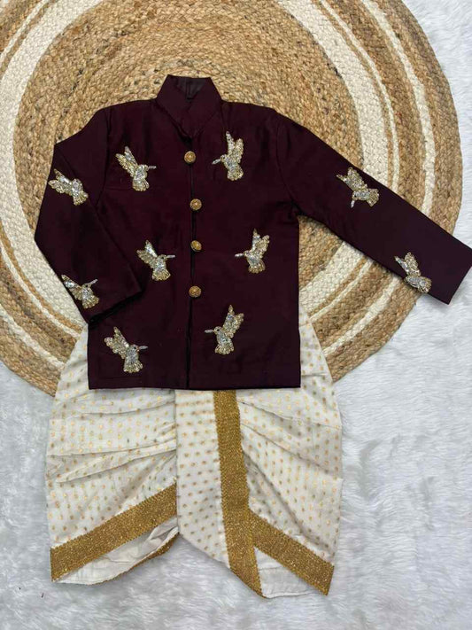 Semi Kanchi maggam family outfits by Arhas Couture