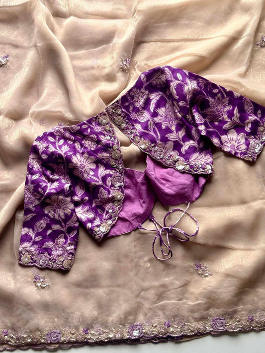 Tissue Silk Coding Work Saree