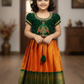 Semi Kanchi raw silk family outfit – kids and Mom – Arhas Couture
