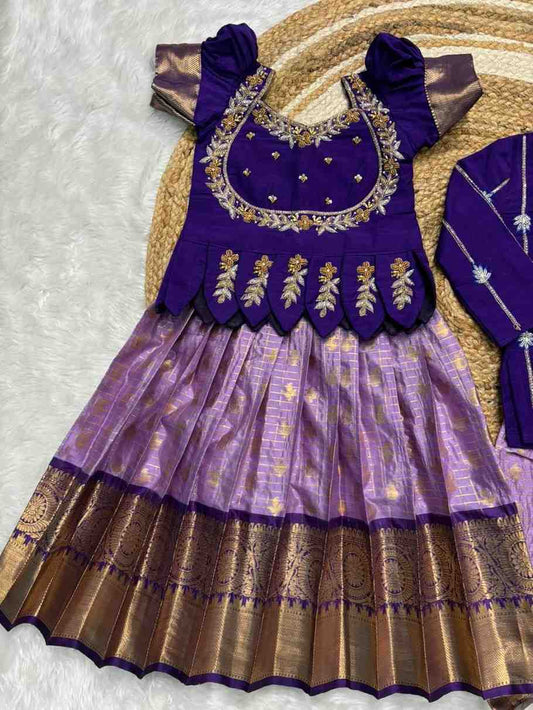 Gadwal silk family outfit – maggam work – Arhas Couture