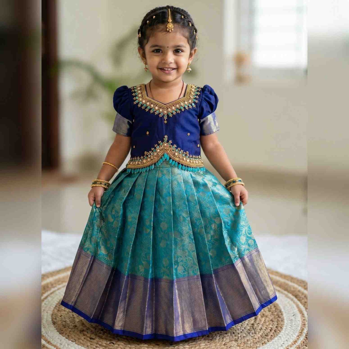 Semi Kanchi Tissue Silk Family Outfits