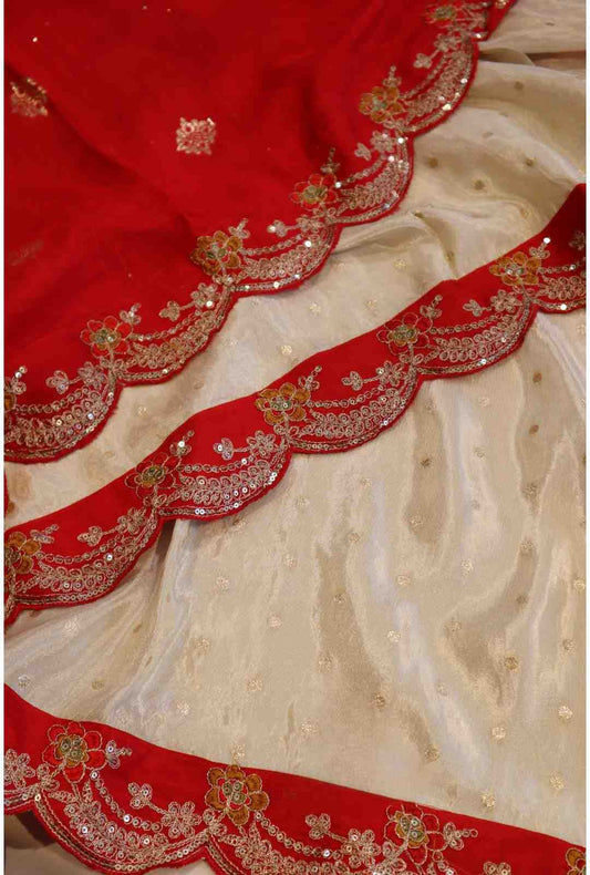 Tissue Silk Scalloped Saree