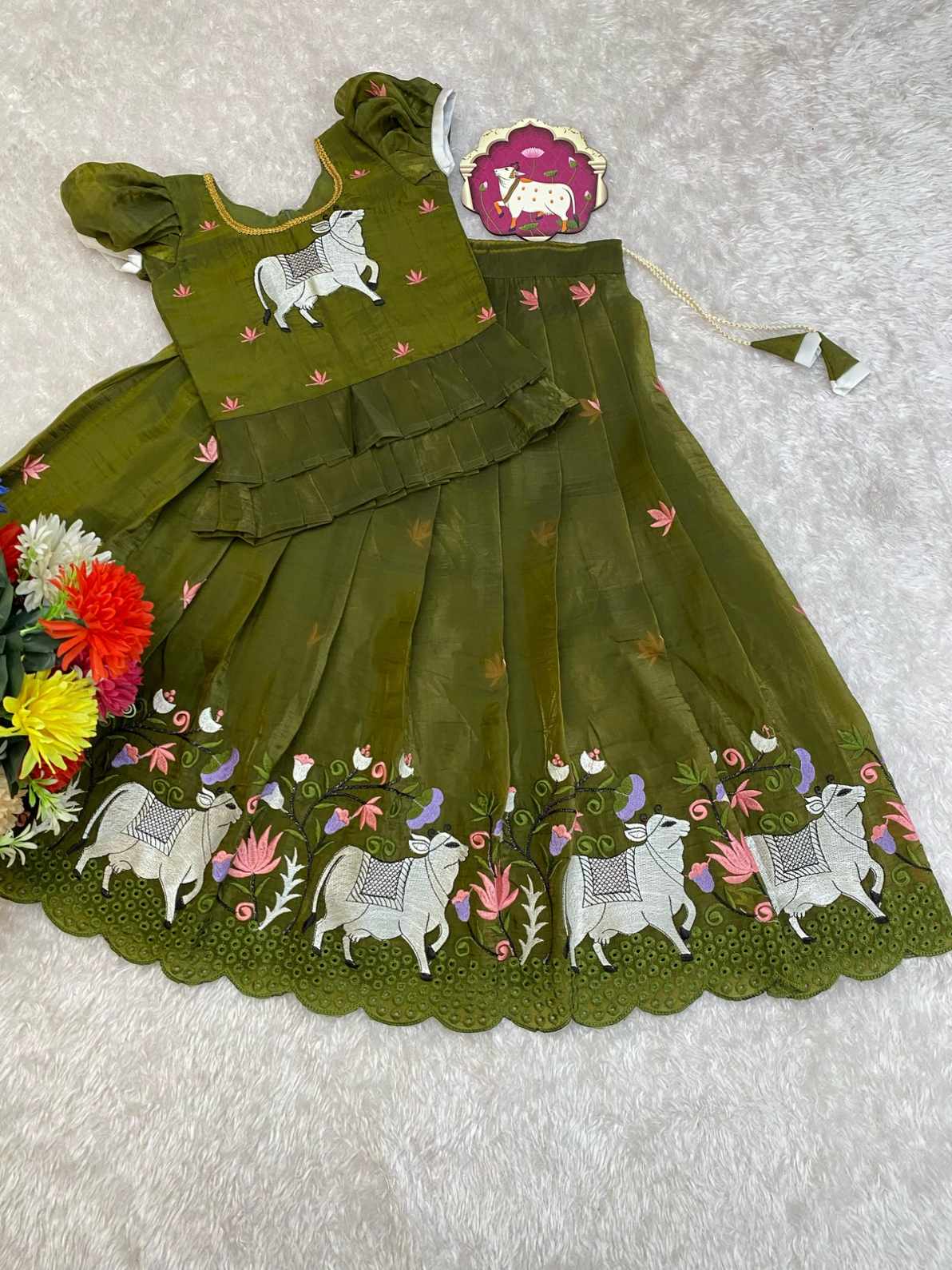 Kid's Pichwai Soft Crush Lehengas