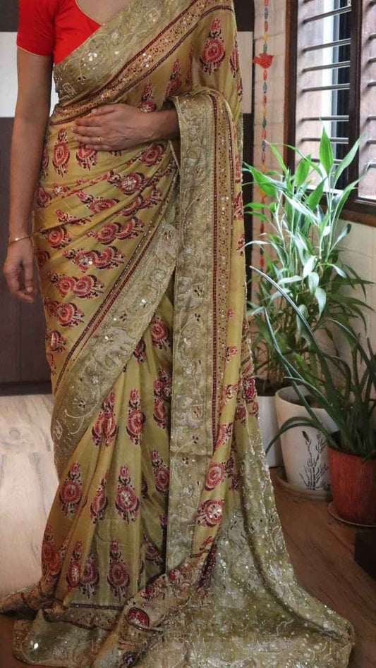 Ajrakh Print Cutdana Sarees