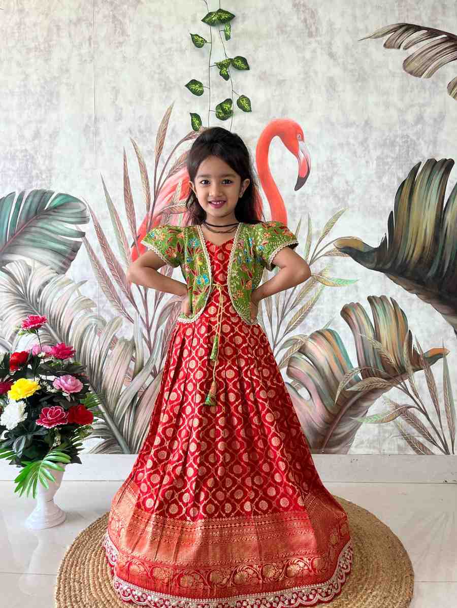 Kids Dola silk gown – colour 1 – Arhas Couture