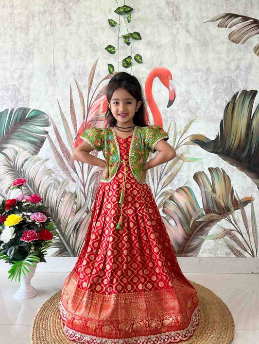 Kids Dola silk gown – colour 1 – Arhas Couture