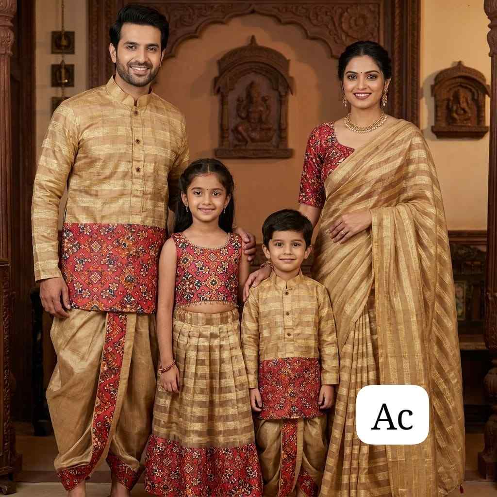 AC's tissue family outfit – Patola design – girls, boys and men – Arhas Couture