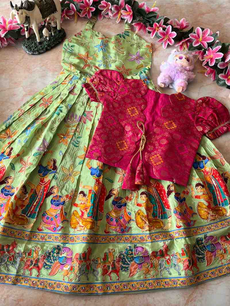 Kids natural crepe Kalamkari gowns by Arhas Couture