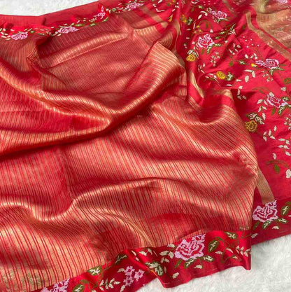 Fancy tissue silk saree – colour 1 – Arhas Couture