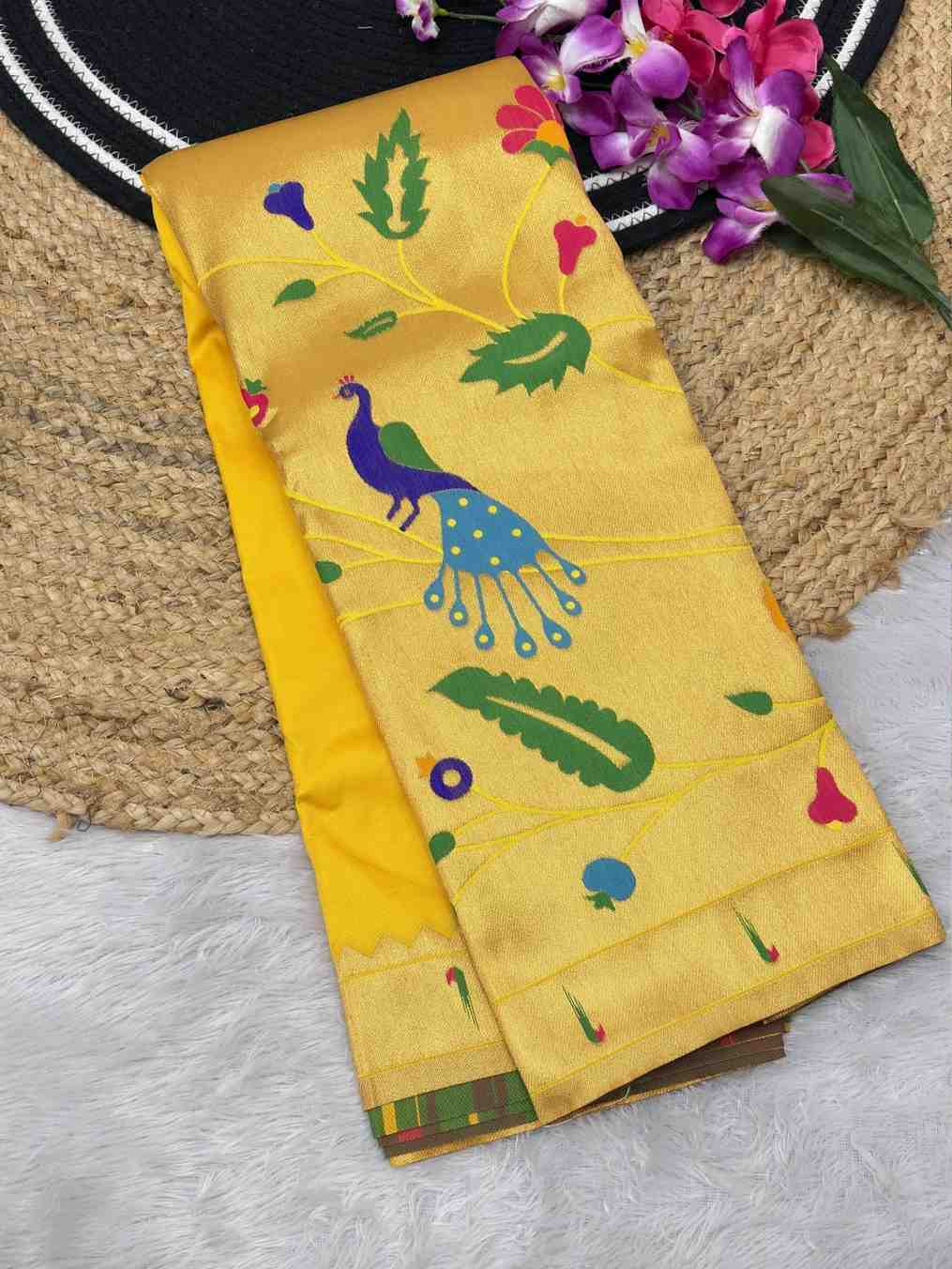 Fancy soft Paithani silk saree with Meenakari jaal and brocade pallu – Arhas Couture