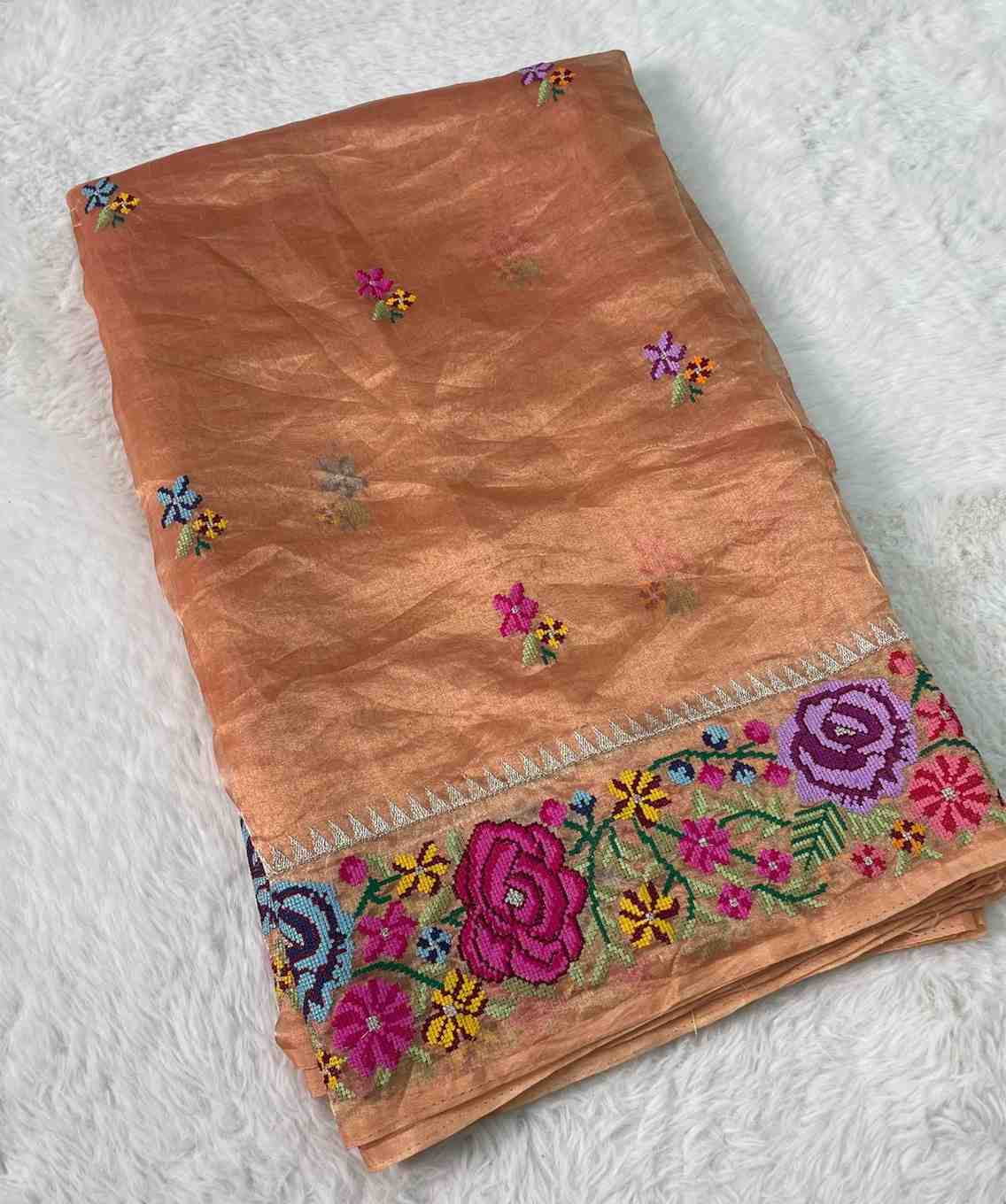 Fancy tissue embroidery saree – colour 4 – Arhas Couture