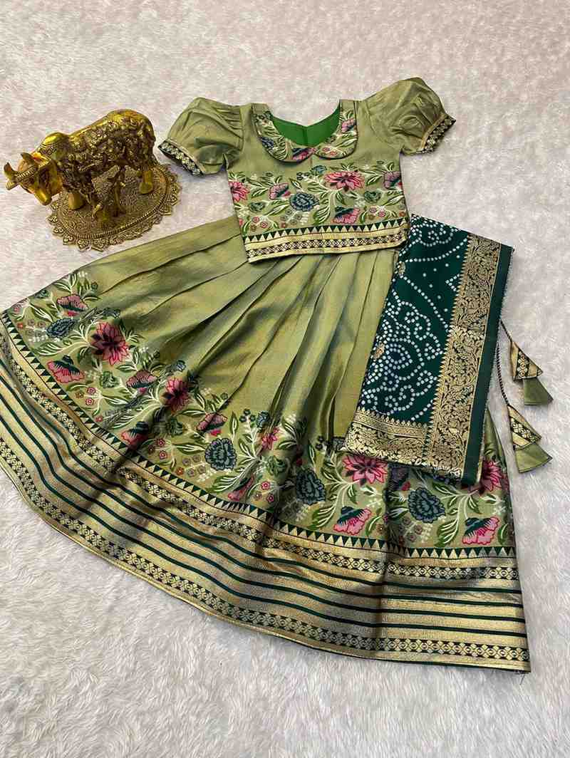 Kid's Tissue Paithani Silk Lehengas