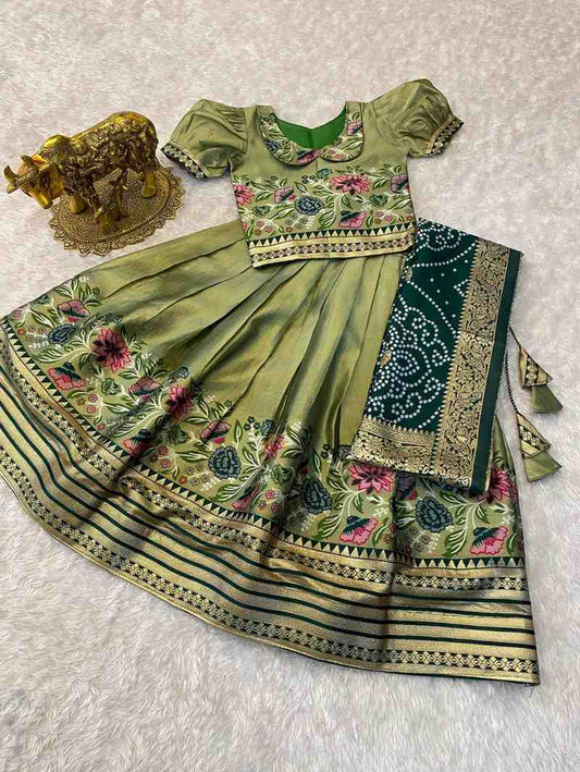 Kid's Tissue Paithani Silk Lehengas