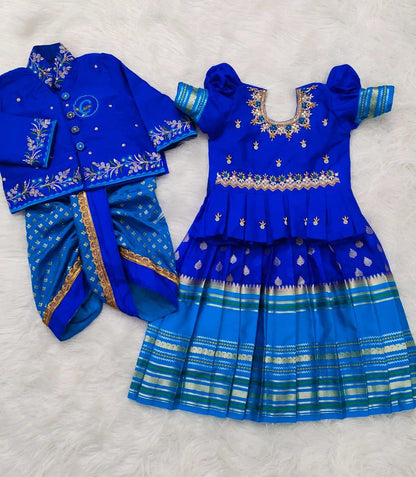 Raw silk family combo – maggam work – Arhas Couture