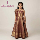 Kids semi Kanchi half-shoulder modern gown – 7 colours – Arhas Couture