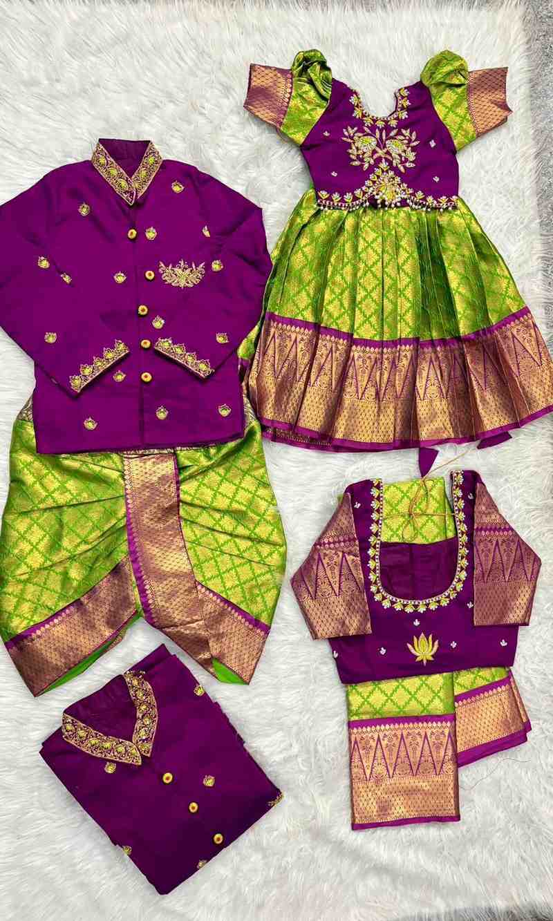 Raw silk family outfit – girls, boys, men and Mom – Arhas Couture