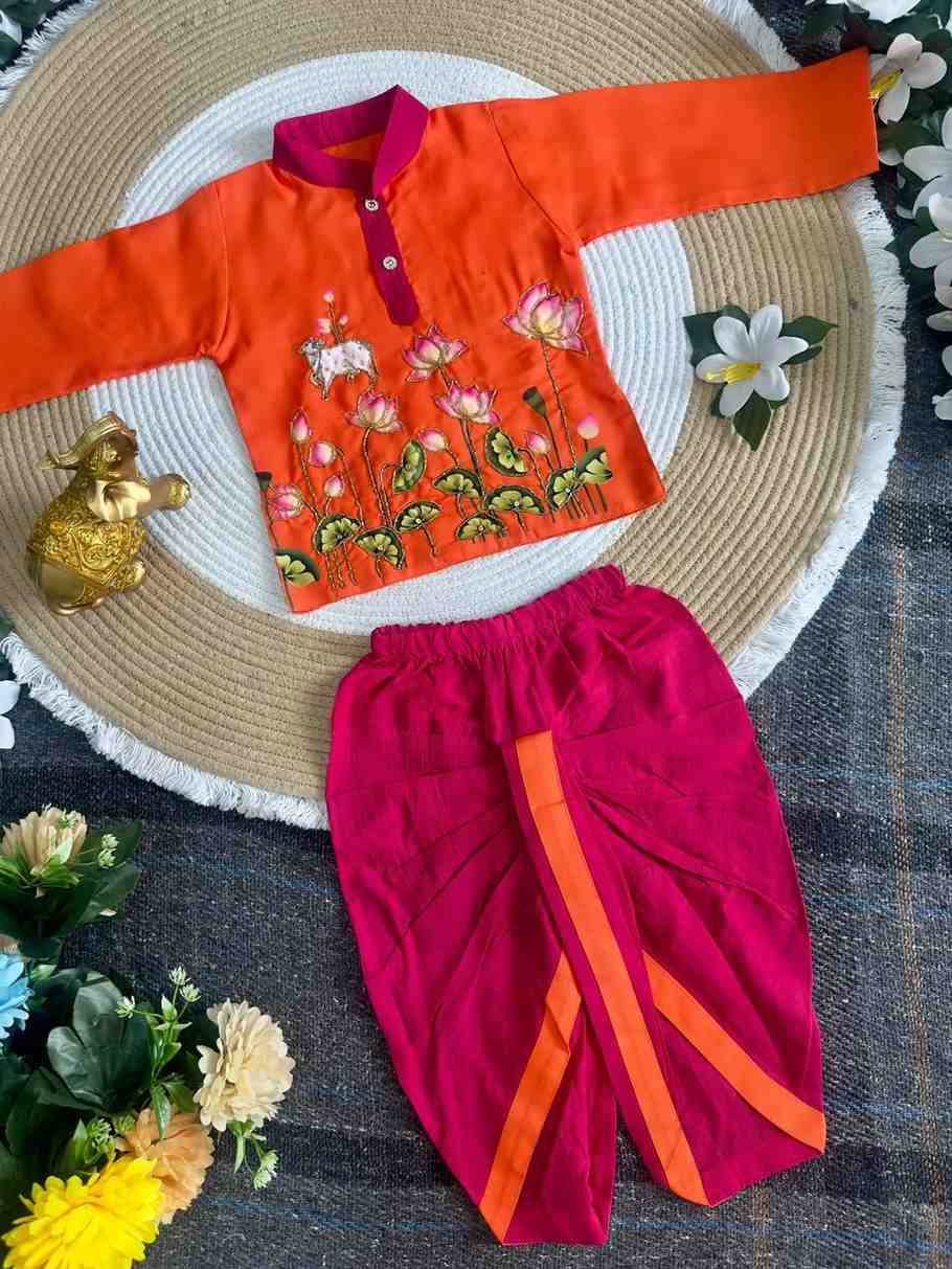 Kid's Kalamkari Cotton Dhothi Set