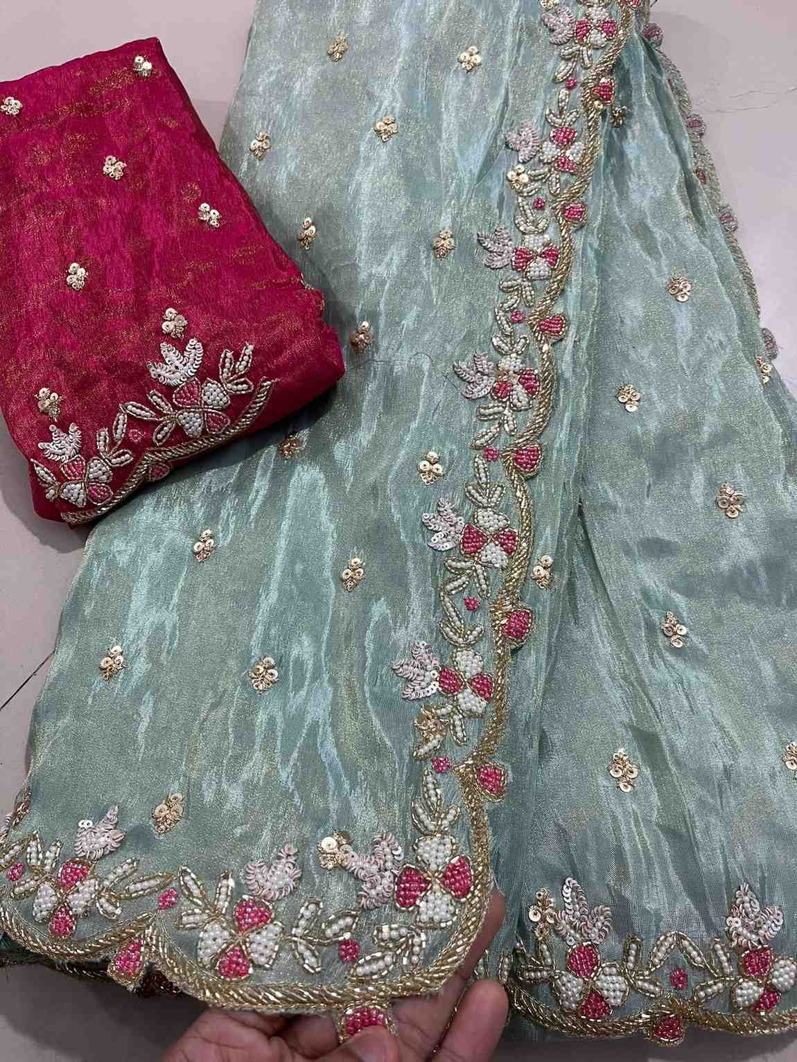 Tissue Handwork Saree