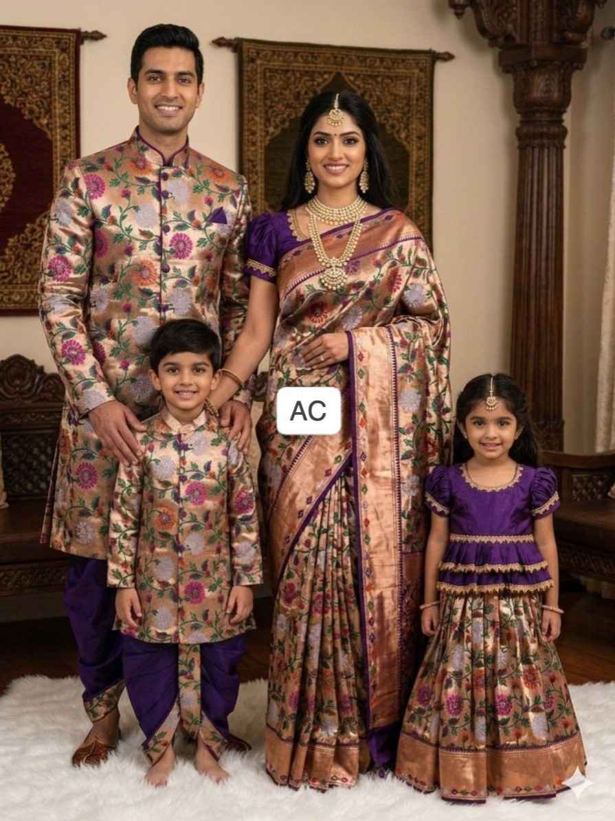 Floral Paithani Family Outfits