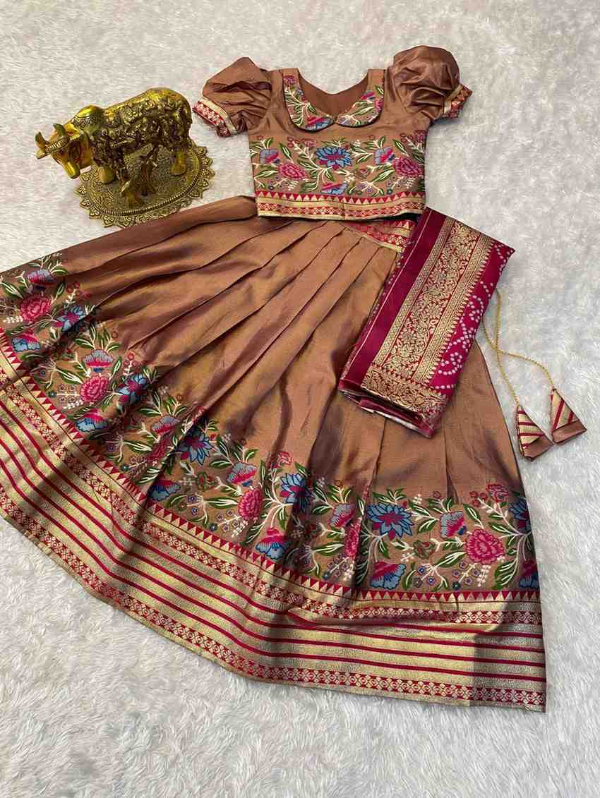 Kid's Tissue Paithani Silk Lehengas