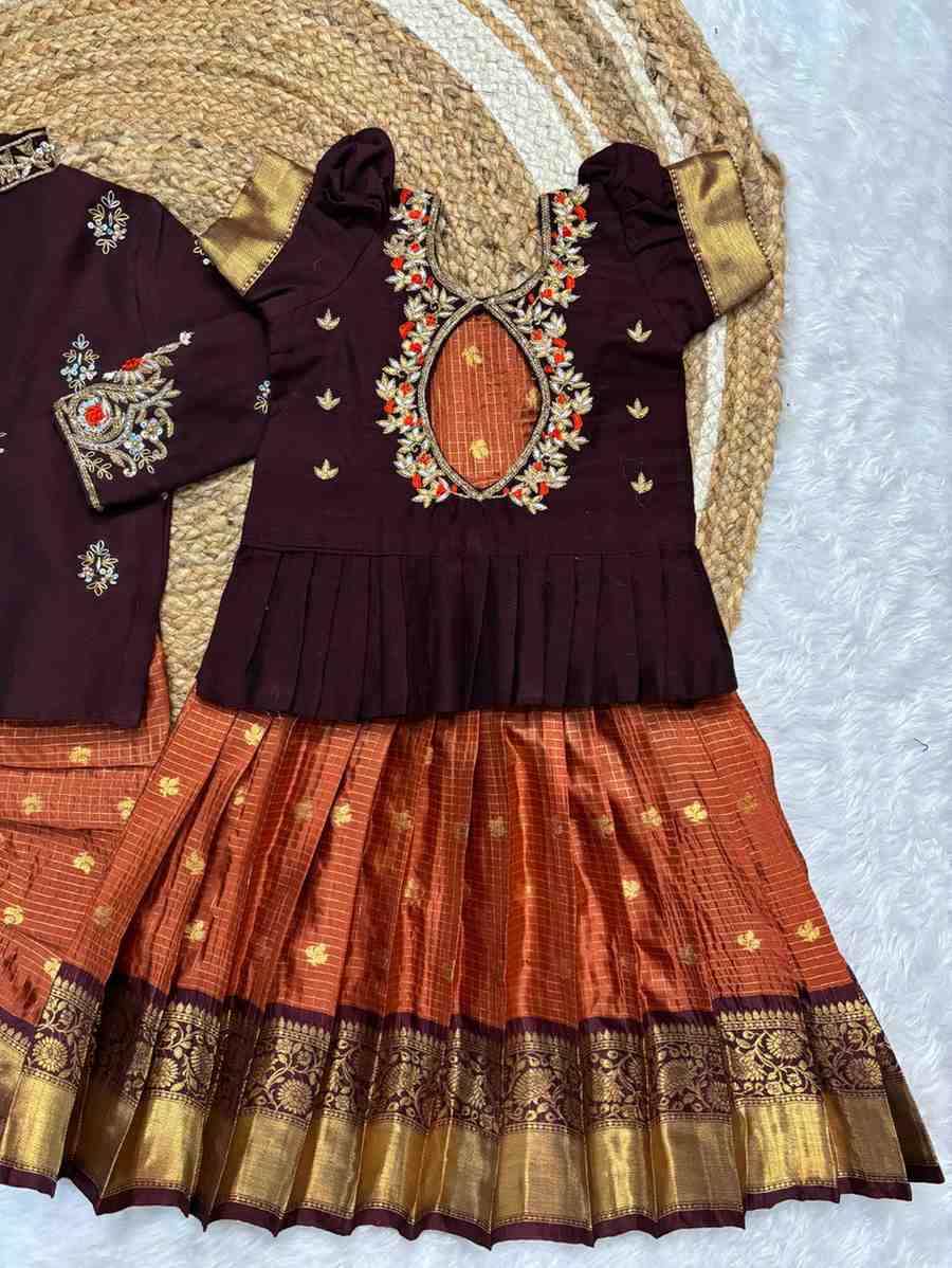 Semi Gadwal family outfit – mustard – Arhas Couture