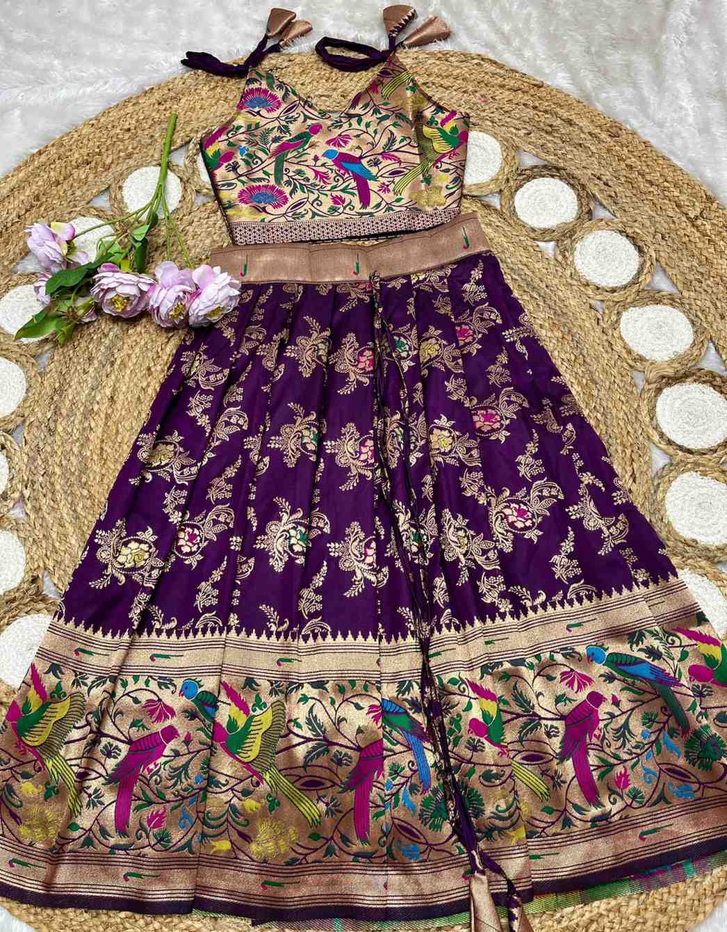 Kid’s Zari Paithani Lehangas